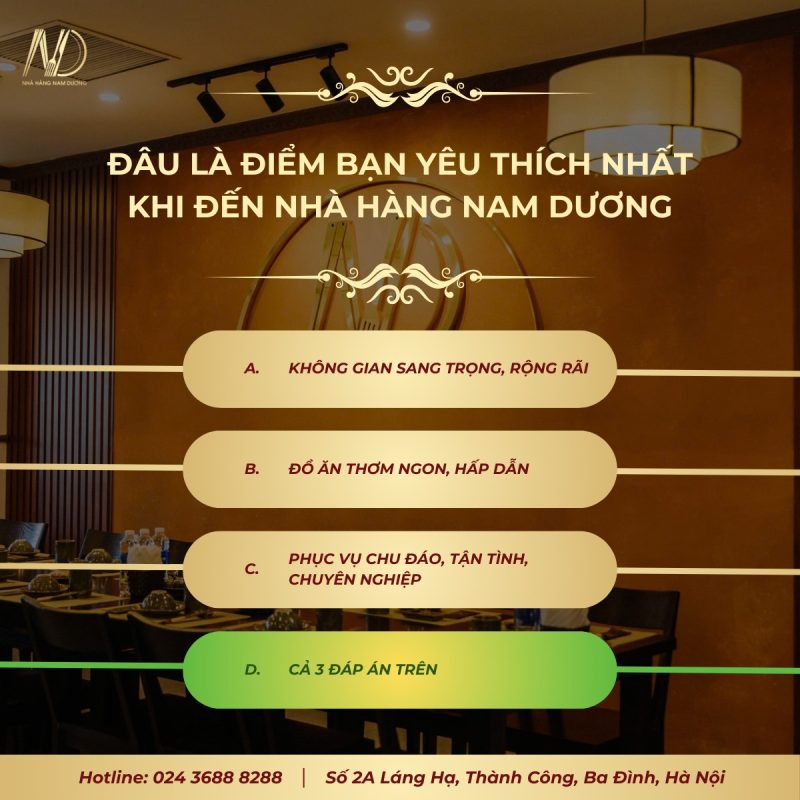 CÙNG NAM DƯƠNG CHỌN ĐÁP ÁN ĐÚNG – TRẢI NGHIỆM ẨM THỰC HOÀN HẢO TẠI HÀ NỘI